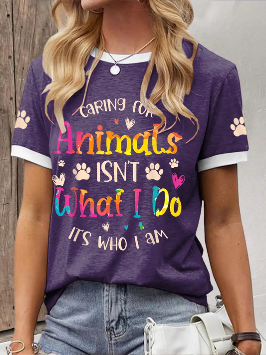 Women's caring for animals casual T-shirts
