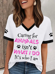 Women's caring for animals V-neck T-shirts