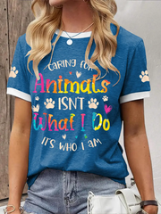 Women's caring for animals casual T-shirts