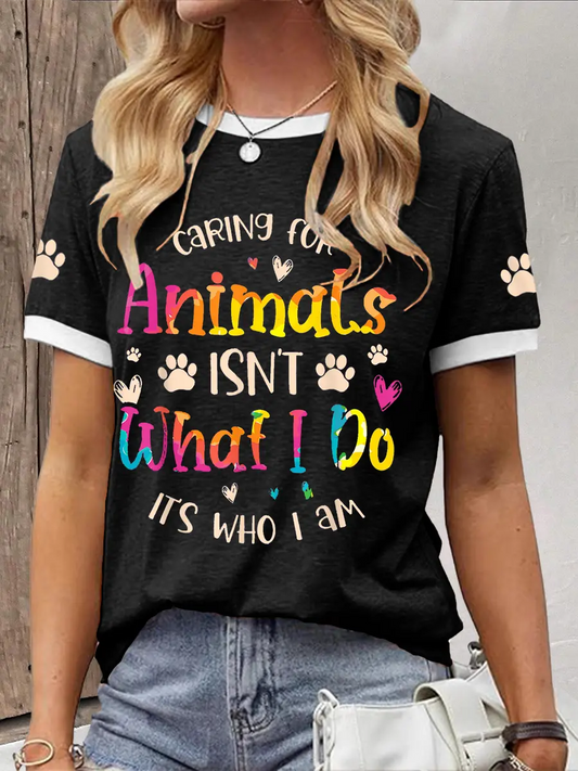 Women's caring for animals casual T-shirts
