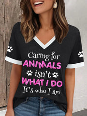 Women's caring for animals V-neck T-shirts