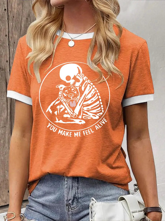 Women's You Make Me Feel Alive Pitbull Pitbull Printed Casual T-Shirt