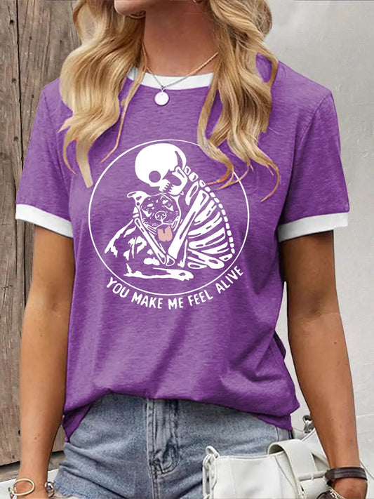 Women's You Make Me Feel Alive Pitbull Pitbull Printed Casual T-Shirt
