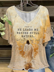Women's He Leads Me To Calm Waters Hang Shot Short Sleeve T-Shirt