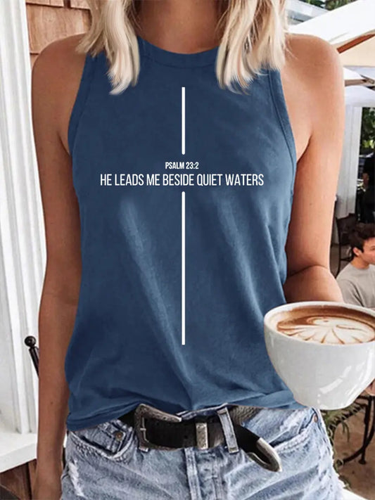 Women's He Leads Me To Calm Waters Faux Cotton Vest