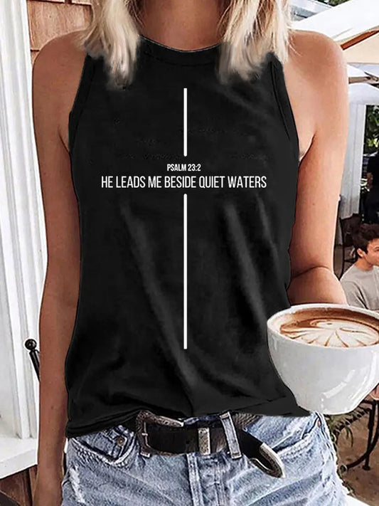 Women's He Leads Me To Calm Waters Faux Cotton Vest