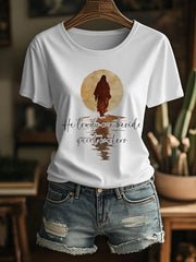 Women's He Leads Me Beside Still Waters Short Sleeve T-Shirt