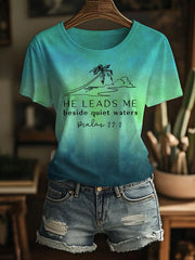 Women's He Leads Me Beside Still Waters Short-sleeved T-shirt