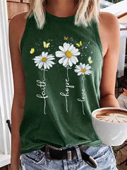 Women's Faith Hope Love Daisy Print Casual Vest