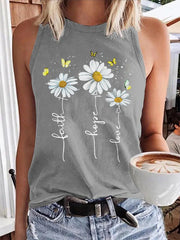 Women's Faith Hope Love Daisy Print Casual Vest
