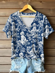 Women's Poodle V-Neck T-shirts