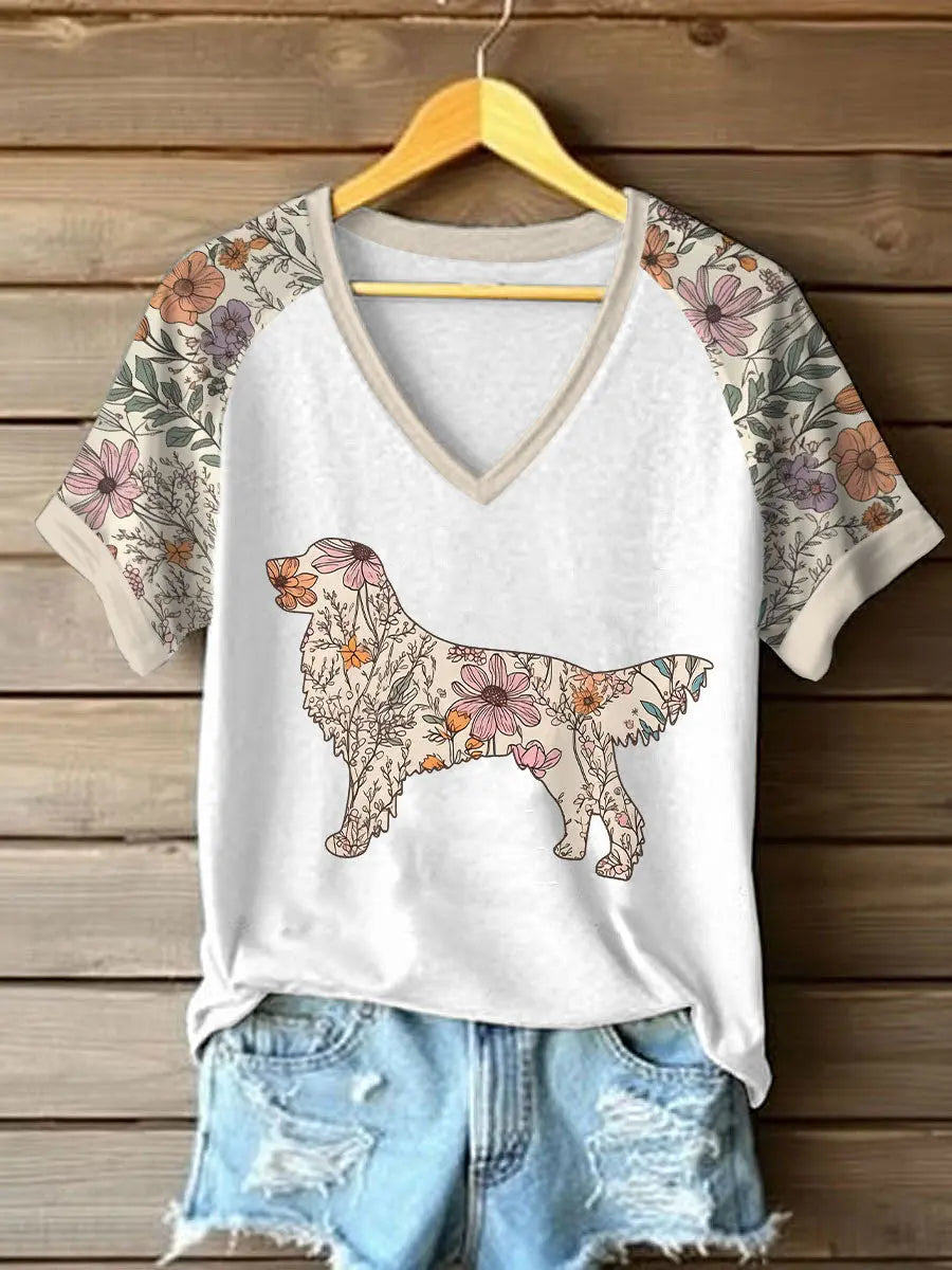 Women's Golden Retriever Printed Casual T-Shirt