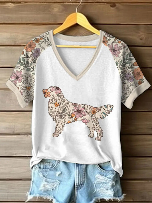 Women's Golden Retriever Printed Casual T-Shirt
