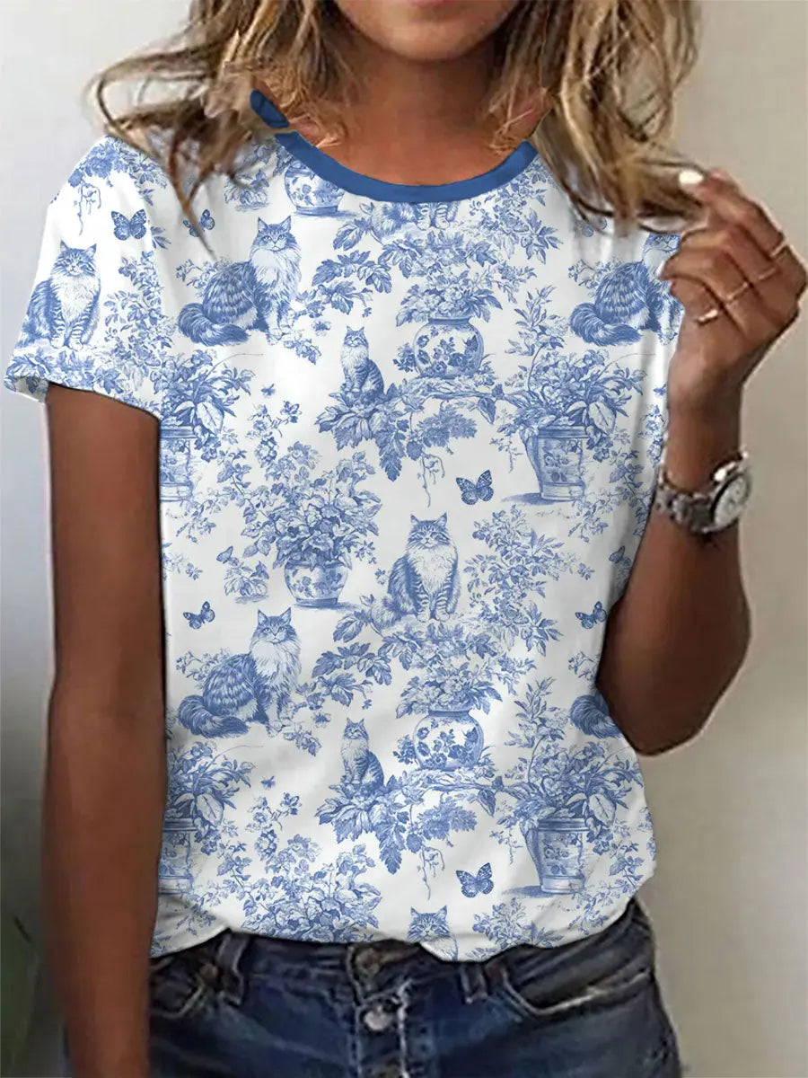 Women's Maine Coon Cat Print Casual T-Shirt