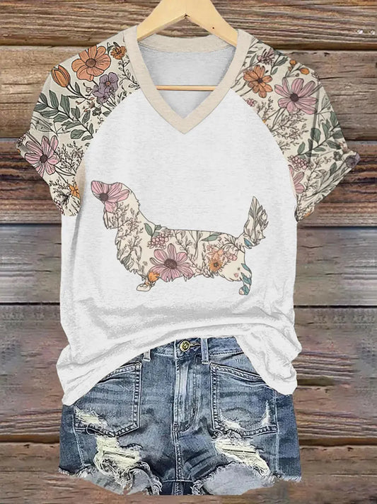 Women's Dachshund Printed Casual T-Shirt