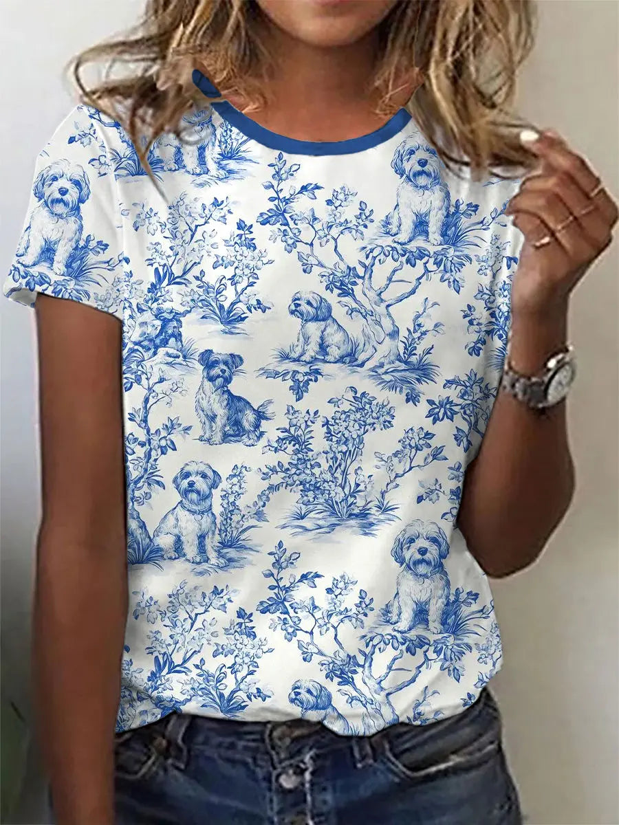 Women's Dogs Printed Casual T-Shirt