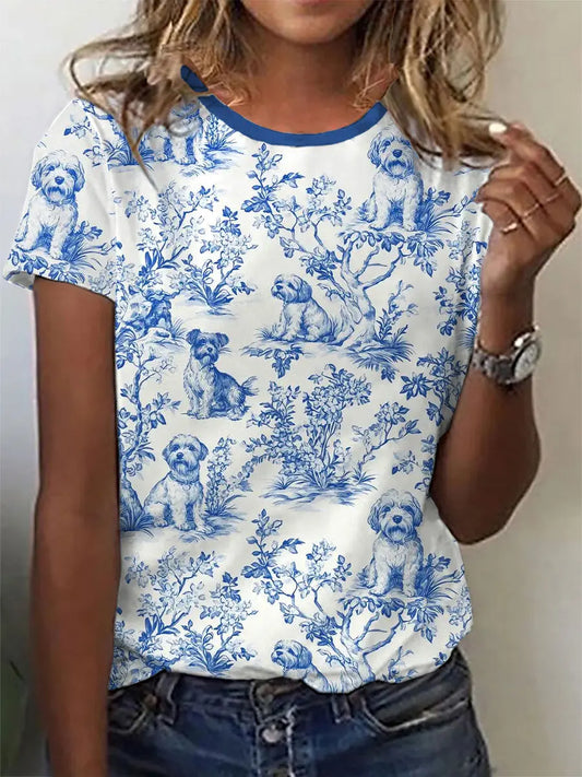 Women's Dogs Printed Casual T-Shirt