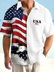 Men's Independence Day USA Flag Print Casual Shirt