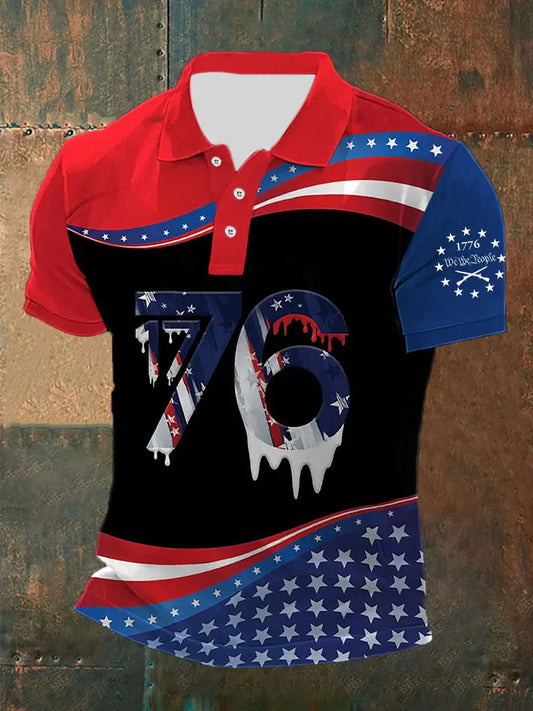 Men's Independence Day American Flag  Short Sleeve Top
