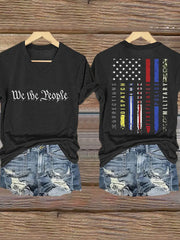 Women's 4th of July We The People Flag Printed T-shirt