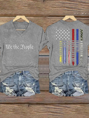 Women's 4th of July We The People Flag Printed T-shirt