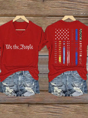 Women's 4th of July We The People Flag Printed T-shirt