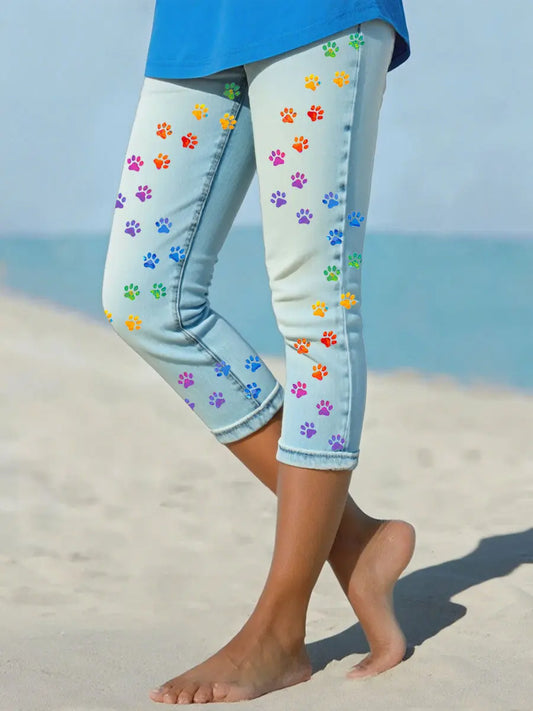 Women's Denim Paw Cropped leggings