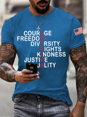 Men's AMERICA Courage, Freedom, Diversity, Rights, Kindness, Justice, Equality Tee