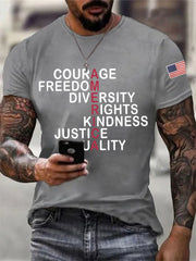 Men's AMERICA Courage, Freedom, Diversity, Rights, Kindness, Justice, Equality Tee