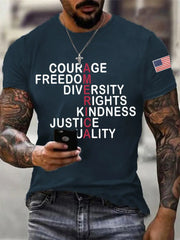 Men's AMERICA Courage, Freedom, Diversity, Rights, Kindness, Justice, Equality Tee