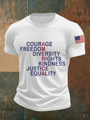 Men's AMERICA Courage, Freedom, Diversity, Rights, Kindness, Justice, Equality Tee