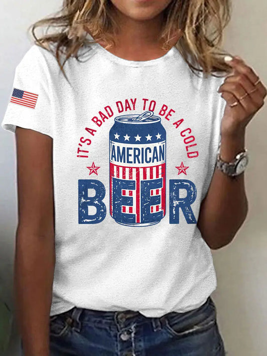 Women's It's A Bad Day To Be A Cold Beer Printed Casual T-Shirt
