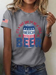 Women's It's A Bad Day To Be A Cold Beer Printed Casual T-Shirt