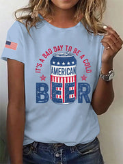 Women's It's A Bad Day To Be A Cold Beer Printed Casual T-Shirt