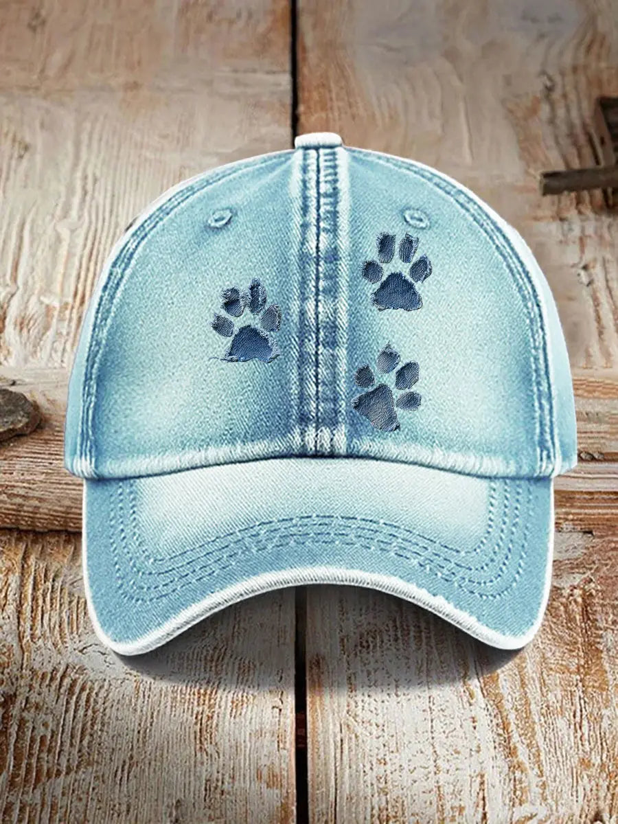 Unisex denim dog paw hats