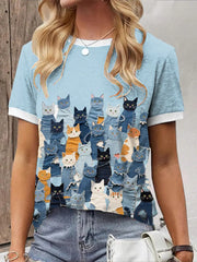 Women's denim cat T-shirt