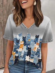 Women's denim cat T-shirt