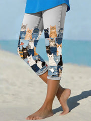 Women's denim cropped stretch leggings