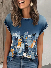 Women's denim cat T-shirt