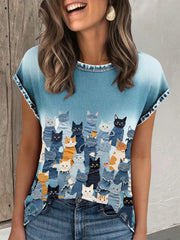 Women's denim cat T-shirt
