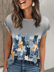 Women's denim cat T-shirt