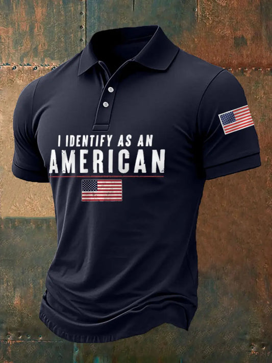 Men's I Identify As An American USA Flag Casual Top
