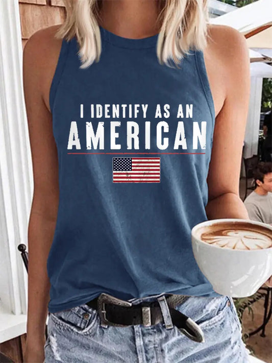 Women's I Identify As An American USA Flag Casual Vest