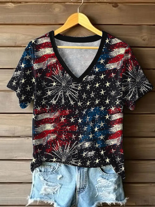 Women's Independence Day Fireworks Short-sleeved T-shirt