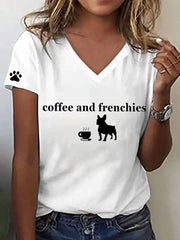 Women's French Bulldog Art Print V-Neck T-Shirt