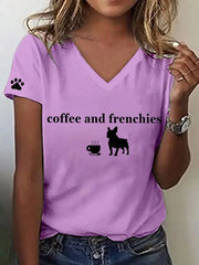 Women's French Bulldog Art Print V-Neck T-Shirt