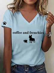 Women's French Bulldog Art Print V-Neck T-Shirt