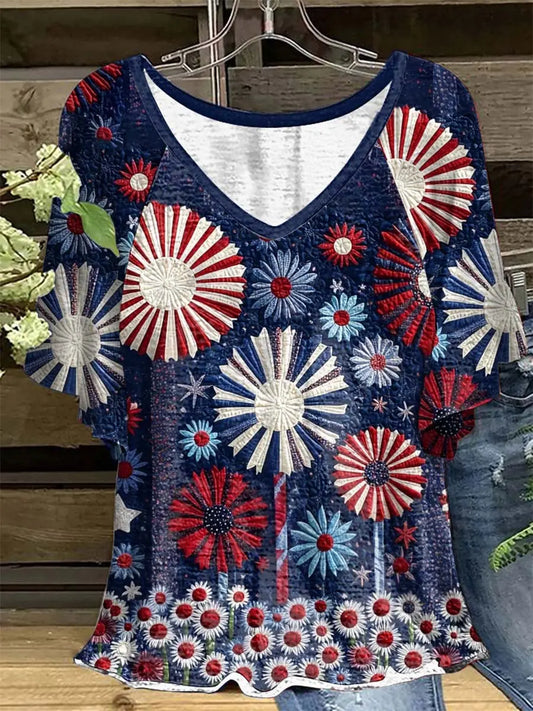 Women's USA Independence Day Short Sleeve Top