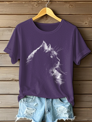 Women's Cute Cat Print Casual T-Shirt