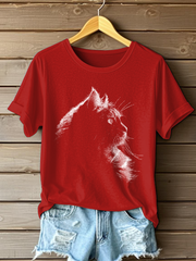 Women's Cute Cat Print Casual T-Shirt